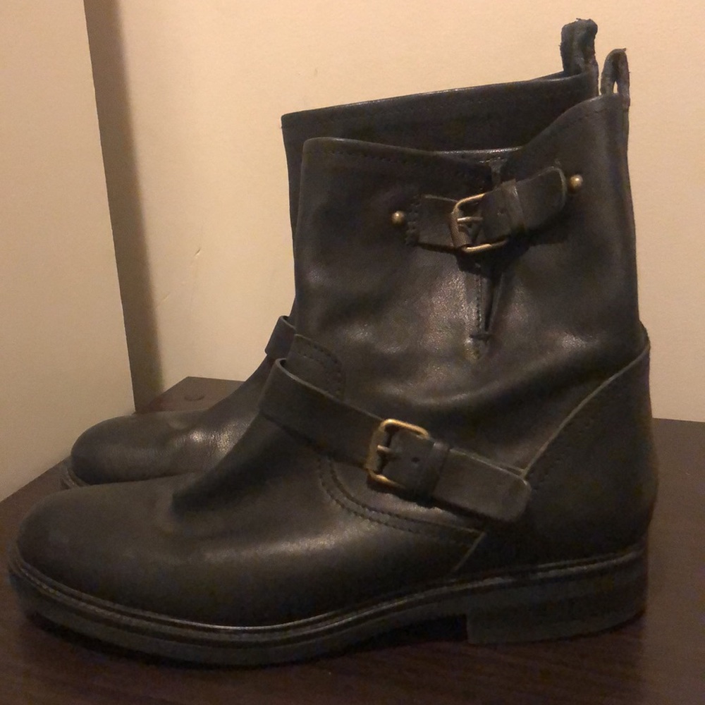 J. CREW Black Leather Moto Boots